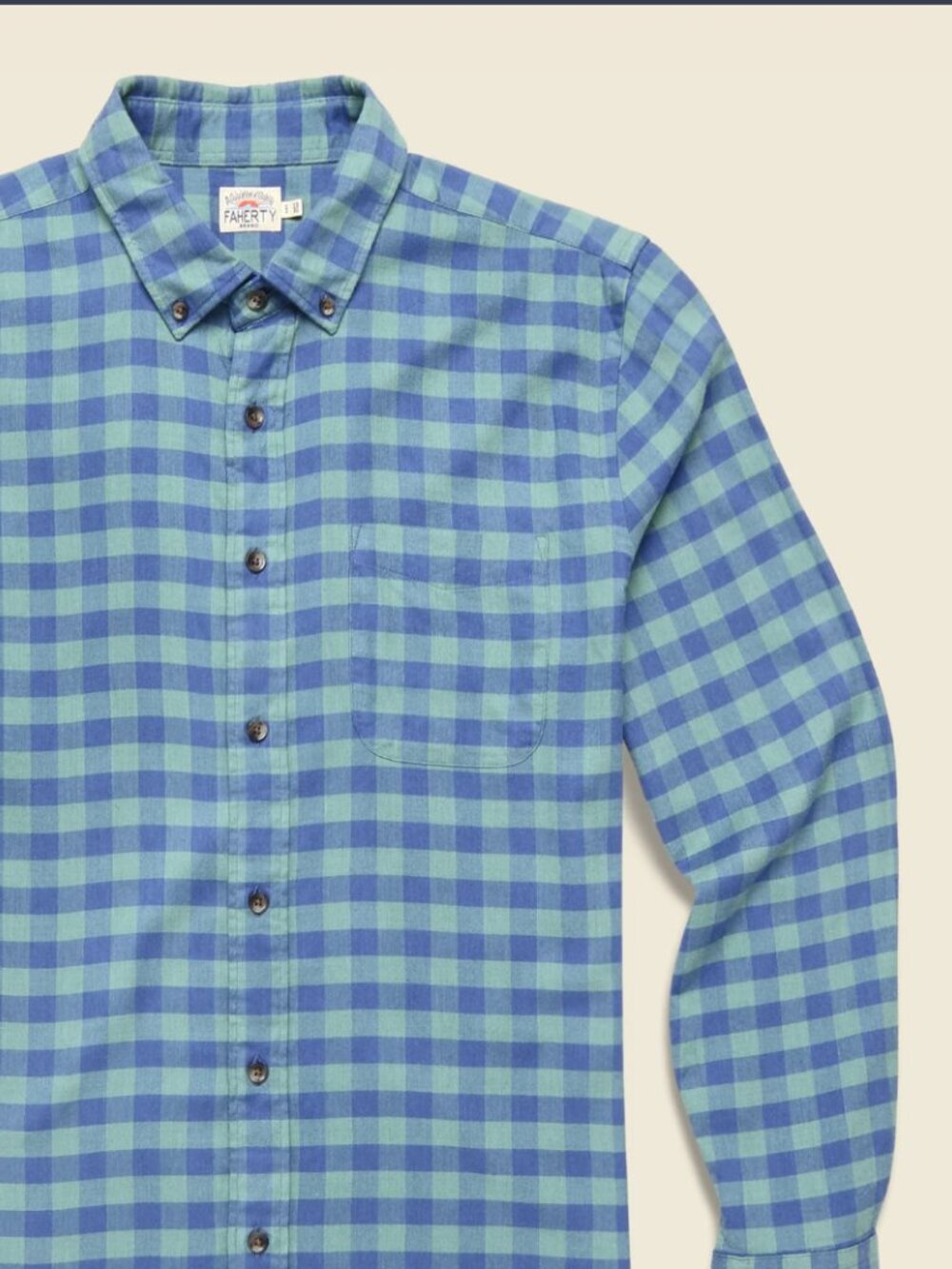 Faherty All Time Shirt Moss Cove Gingham Button Down Supima cotton Shirt sz XL
